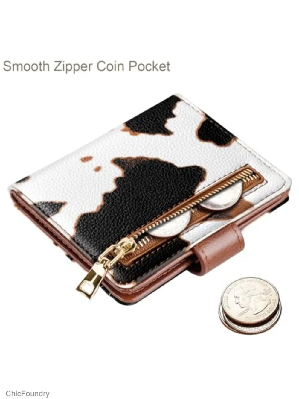 Slim Bifold Wallet for Women Cow Print RFID Blocking Credit Card Holder